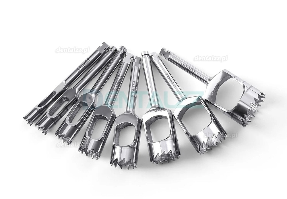 Zestaw Trepan&oacute;w Kostnych Kr&oacute;tkich Implantologicznych 8 Szt.